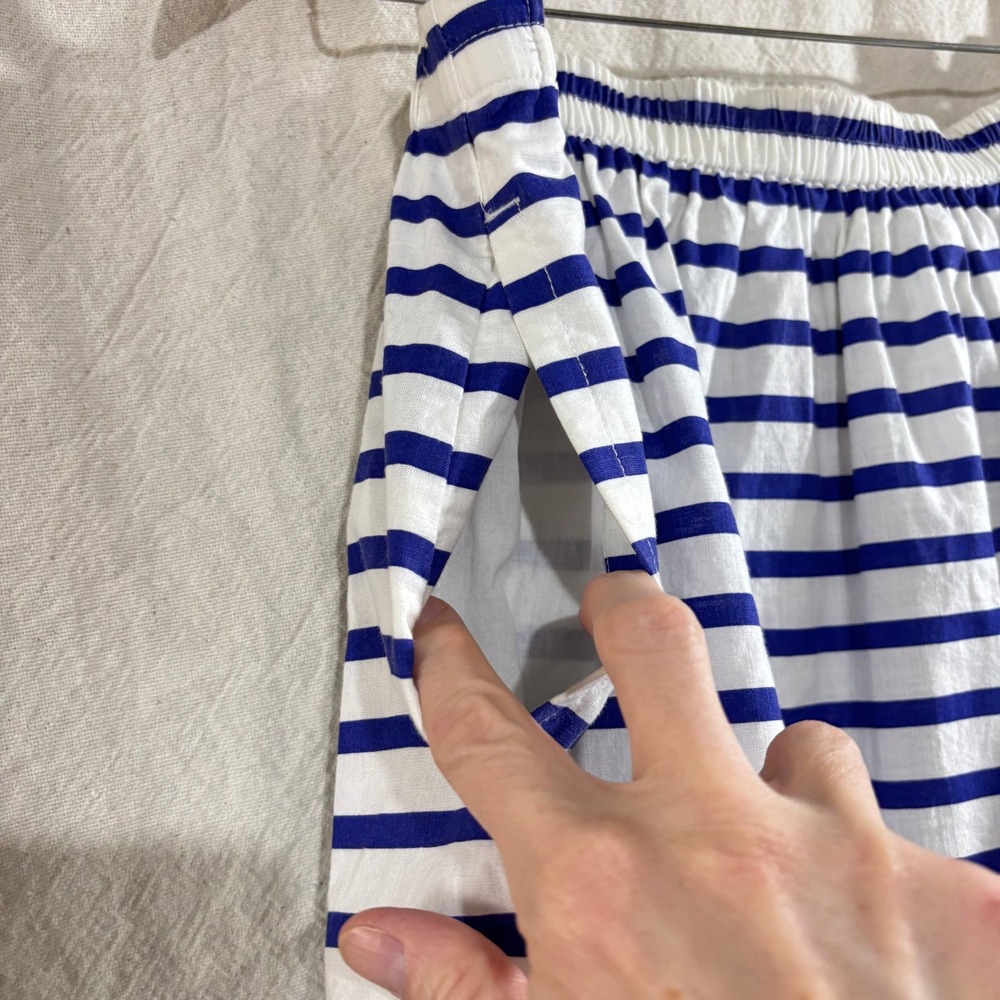 J.Crew Women Blue White Striped Cotton Elastic Mini Skirt Nautical Preppy 12 - Picture 2 of 7
